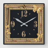 装飾蝶 スクエア壁時計 (正面)