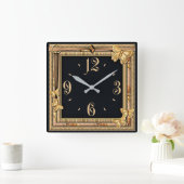 装飾蝶 スクエア壁時計 (ホーム)