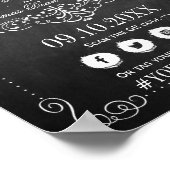 装飾豊かなフリルの黒板ウェディングウェルカムボード ポスター (角)