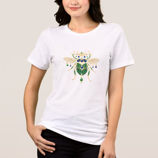 装飾豊かな宝石のカブトムシ 昆虫 トライブレンドTシャツ (正面)