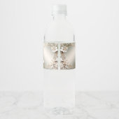 装飾豊かな白い花柄の水ボトルラベル ペットボトルラベル (裏面)