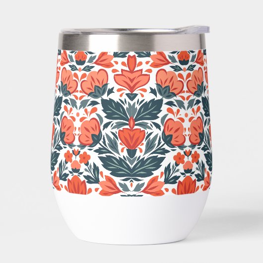 装飾赤い花 (左面)