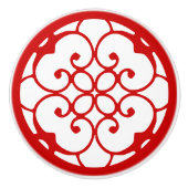 装飾赤色白色模様セラミックプルノブ セラミックノブ (正面)