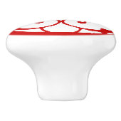 装飾赤色白色模様セラミックプルノブ セラミックノブ (側面)