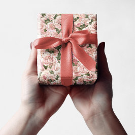 装飾赤面ピンク金ゴールドグラムバラ植物学 ラッピングペーパー