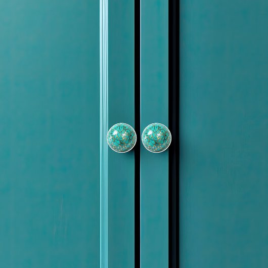 装飾金ゴールドくもの巣オーバーティール(緑がかった色)ブラックOrb セラミックノブ