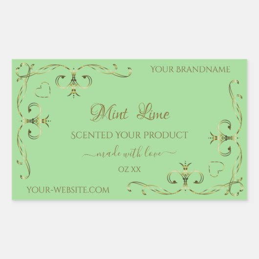 装飾金ゴールドコーナーSageグリーン製品ラベル 長方形シール (正面)