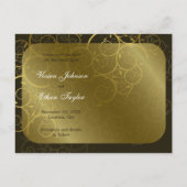 装飾金ゴールドスパイラルつる植物日付はがきを保存 案内ポストカード (裏面)