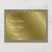 装飾金ゴールドスパイラルつる植物日付はがきを保存 案内ポストカード (裏面)