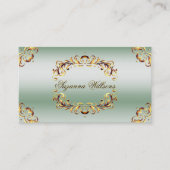 装飾金ゴールドデコールグリーンきらめく洗練 名刺 (正面)