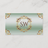 装飾金ゴールドデコールグリーンモノグラム洗練 名刺 (正面)