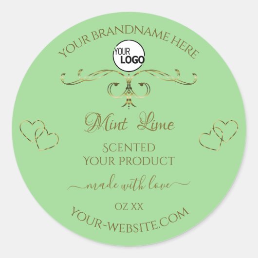 装飾金ゴールドハートSage製品ラベル追加ロゴ ラウンドシール (正面)