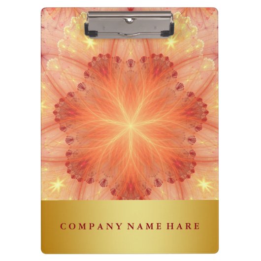 装飾金ゴールドバッジオレンジフラワーレース花びら クリップボード (正面)
