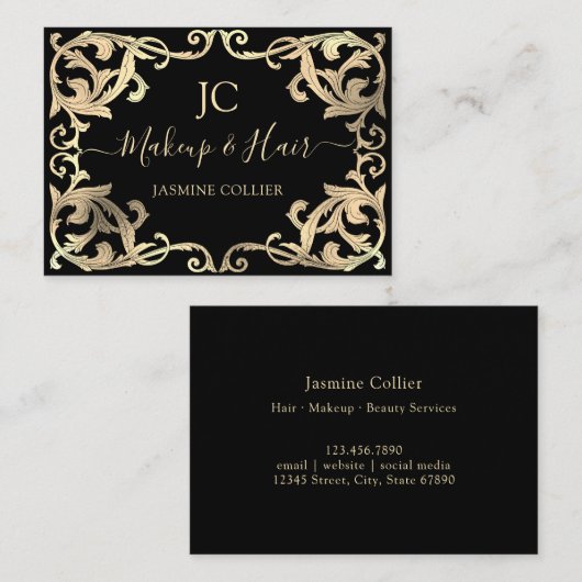 装飾金ゴールドバロック式ダマスクフレ縁どーム 名刺 (正面/裏面)