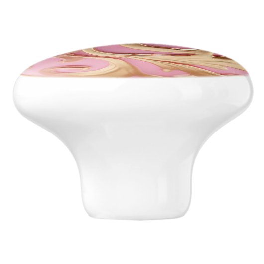 装飾金ゴールドフィリかわいらしグリーonピンク色Orb セラミックノブ (側面)