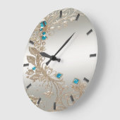 装飾金ゴールドブルーストーンウォールクロック ラージ壁時計 (傾斜)