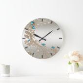 装飾金ゴールドブルーストーンウォールクロック ラージ壁時計 (ホーム)