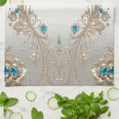 装飾金ゴールドブルーストーンキッチンタオル キッチンタオル (折り畳み)