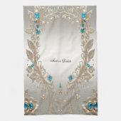 装飾金ゴールドブルーストーンキッチンタオル キッチンタオル (縦)