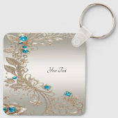 装飾金ゴールドブルーストーンキーチェーン キーホルダー (裏面)