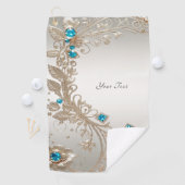 装飾金ゴールドブルーストーンゴルフタオル ゴルフタオル (インサイチュ)