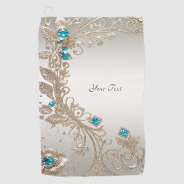 装飾金ゴールドブルーストーンゴルフタオル ゴルフタオル