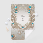 装飾金ゴールドブルーストーンゴルフタオル ゴルフタオル (インサイチュ)