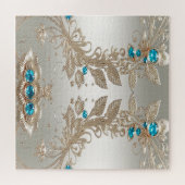 装飾金ゴールドブルーストーンジグソーパズル ジグソーパズル (横)