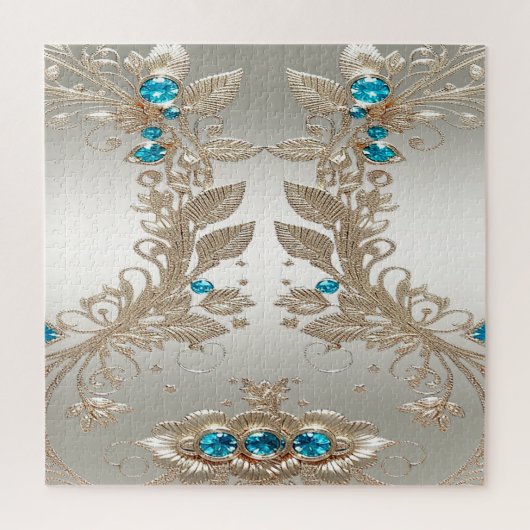 装飾金ゴールドブルーストーンジグソーパズル ジグソーパズル (縦)