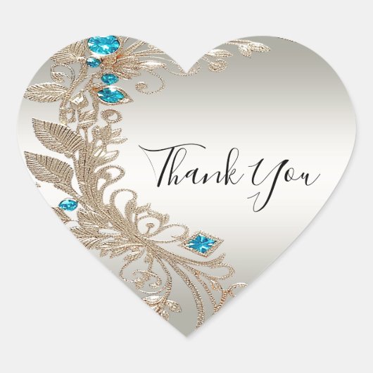 装飾金ゴールドブルーストーンステッカー ハートシール (正面)