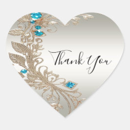 装飾金ゴールドブルーストーンステッカー ハートシール