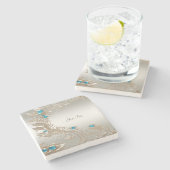 装飾金ゴールドブルーストーンストーンストーンコースター ストーンコースター (横)