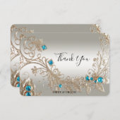 装飾金ゴールドブルーストーンズサンキューカード サンキューカード (正面/裏面)