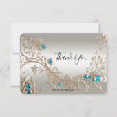 装飾金ゴールドブルーストーンズサンキューカード サンキューカード (正面)