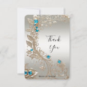 装飾金ゴールドブルーストーンズサンキューカード サンキューカード (正面)