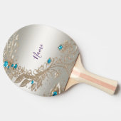 装飾金ゴールドブルーストーンズ卓球ラケット 卓球ラケット (横)