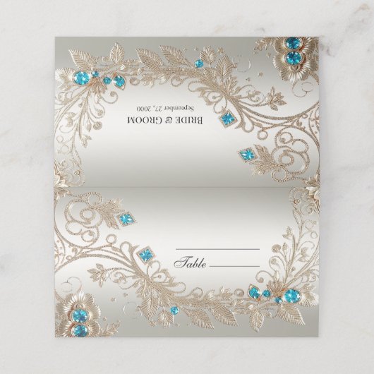 装飾金ゴールドブルーストーンズ座席表 プレイスカード (外部開封)
