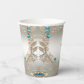 装飾金ゴールドブルーストーンズ紙カップ 紙コップ (正面)