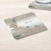 装飾金ゴールドブルーストーンズ紙コースター スクエアペーパーコースター (アングル)