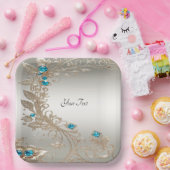 装飾金ゴールドブルーストーンズ紙プレート ペーパープレート (パーティー)