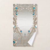 装飾金ゴールドブルーストーンタオルセット バスタオルセット (ハンドタオル)