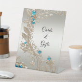 装飾金ゴールドブルーストーンテーブルトップシンボルや象徴 台座サイン (インサイチュ)