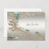 装飾金ゴールドブルーストーンポストカード ポストカード (正面/裏面)