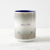 装飾金ゴールドブルーストーンマグカップ マグカップ (中央)