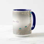 装飾金ゴールドブルーストーンマグカップ マグカップ (正面右)