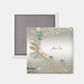 装飾金ゴールドブルーストーンマグネット マグネット (正面/裏面)