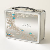 装飾金ゴールドブルーストーンランチボックス メタルランチボックス (裏面)