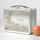 装飾金ゴールドブルーストーンランチボックス メタルランチボックス (インサイチュ)