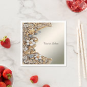 装飾金ゴールドホワイトフローラナプキン スタンダードカクテルナプキン (インサイチュ)