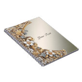 装飾金ゴールドホワイトフローラノート ノートブック (右側)